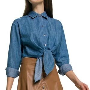 MICHAEL Michael Kors Women's Tie-Front Cropped Shirt